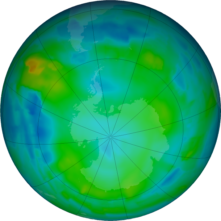 Antarctic ozone map for 25 May 2011